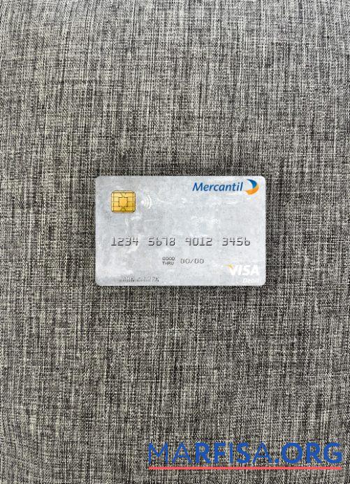 Printable Venezuela Banco Mercantil visa debit card photolook front download for verification